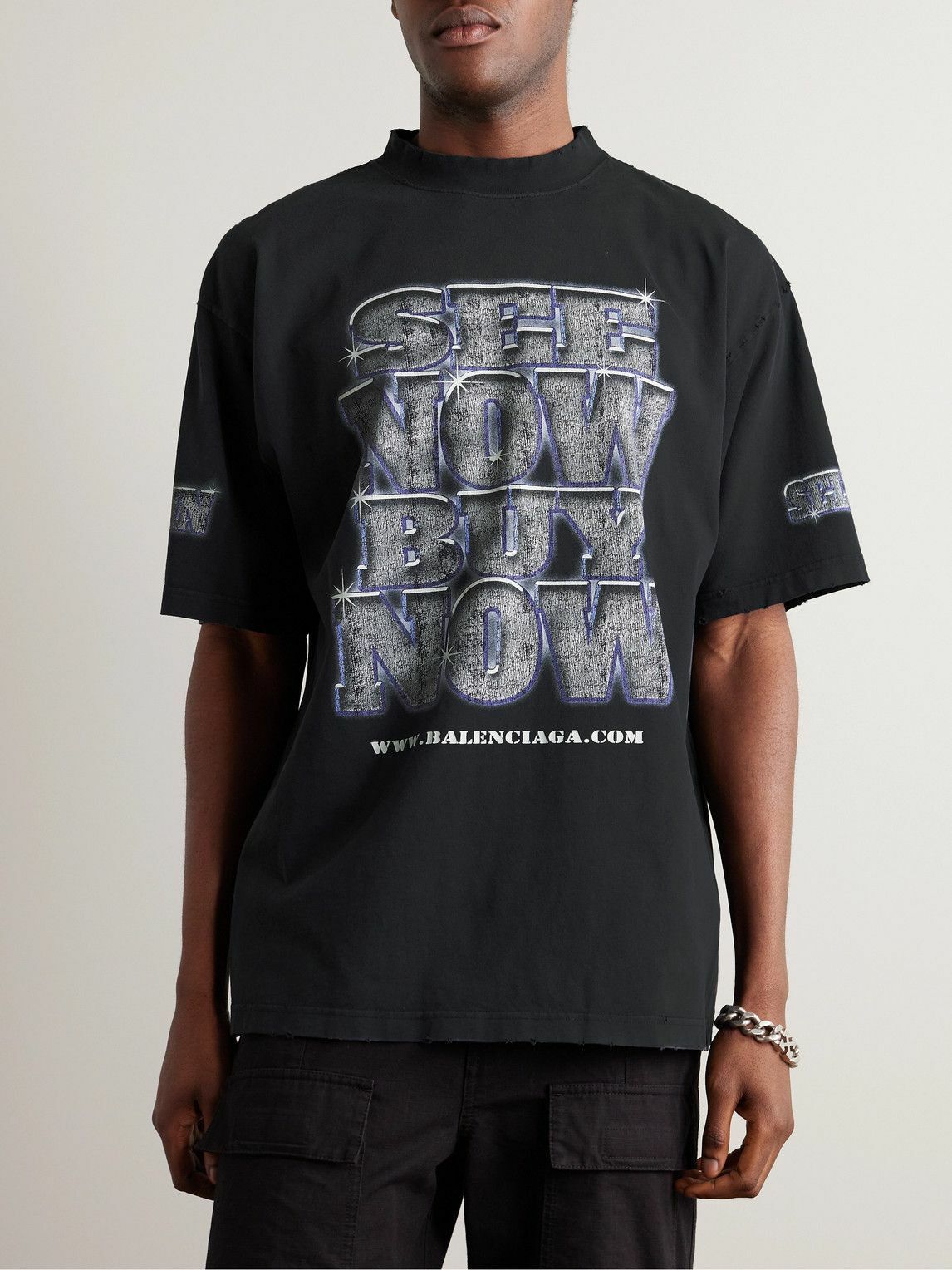 Balenciaga Washed Black Inside-Out SNBN Logo Oversized T-Shirt Size US L / EU 52-54 / 3 - 2 Thumbnail