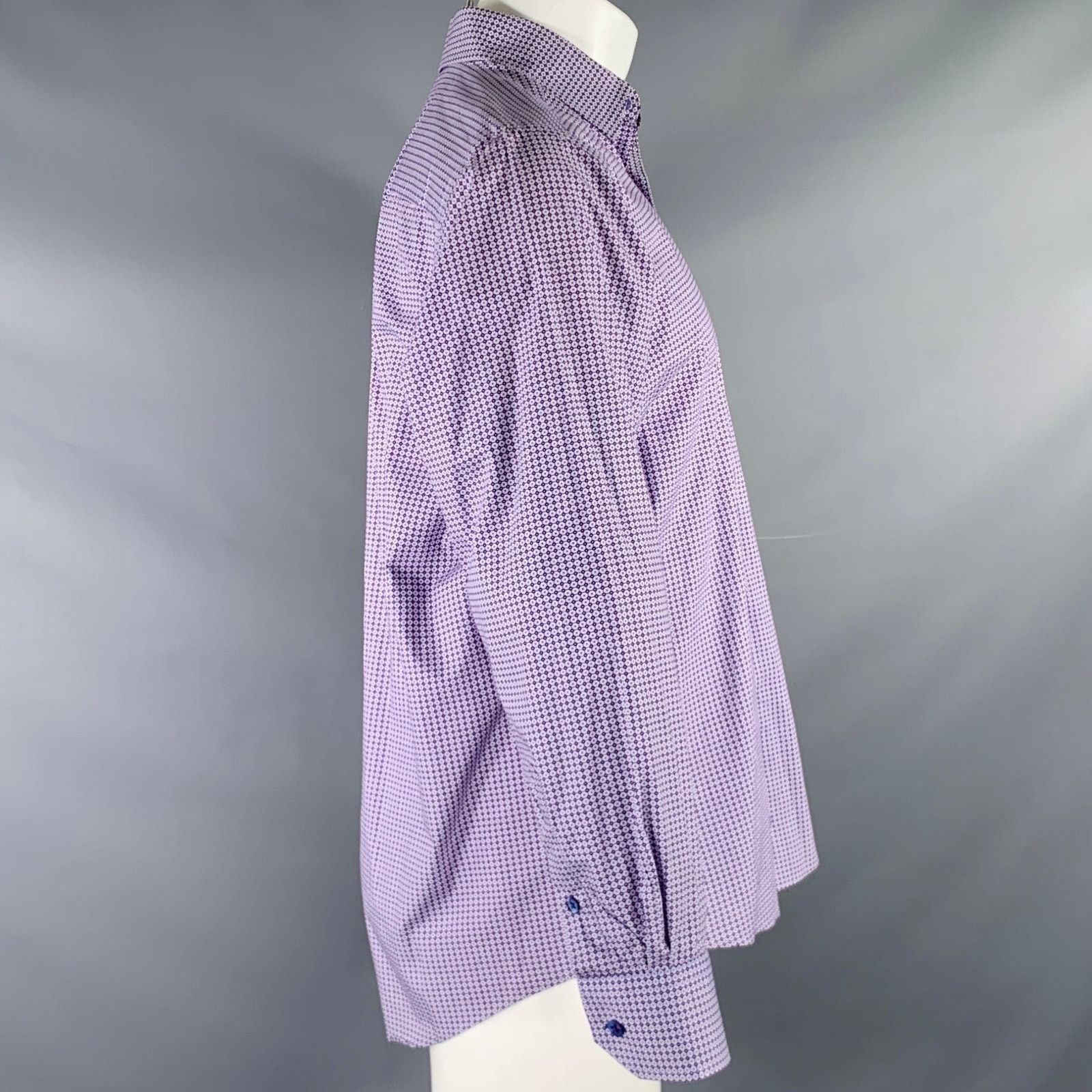 BUGATCHI BUGATCHI Size M Purple White Dots Cotton Long Sleeve Shirt Size US M / EU 48-50 / 2 - 3 Thumbnail