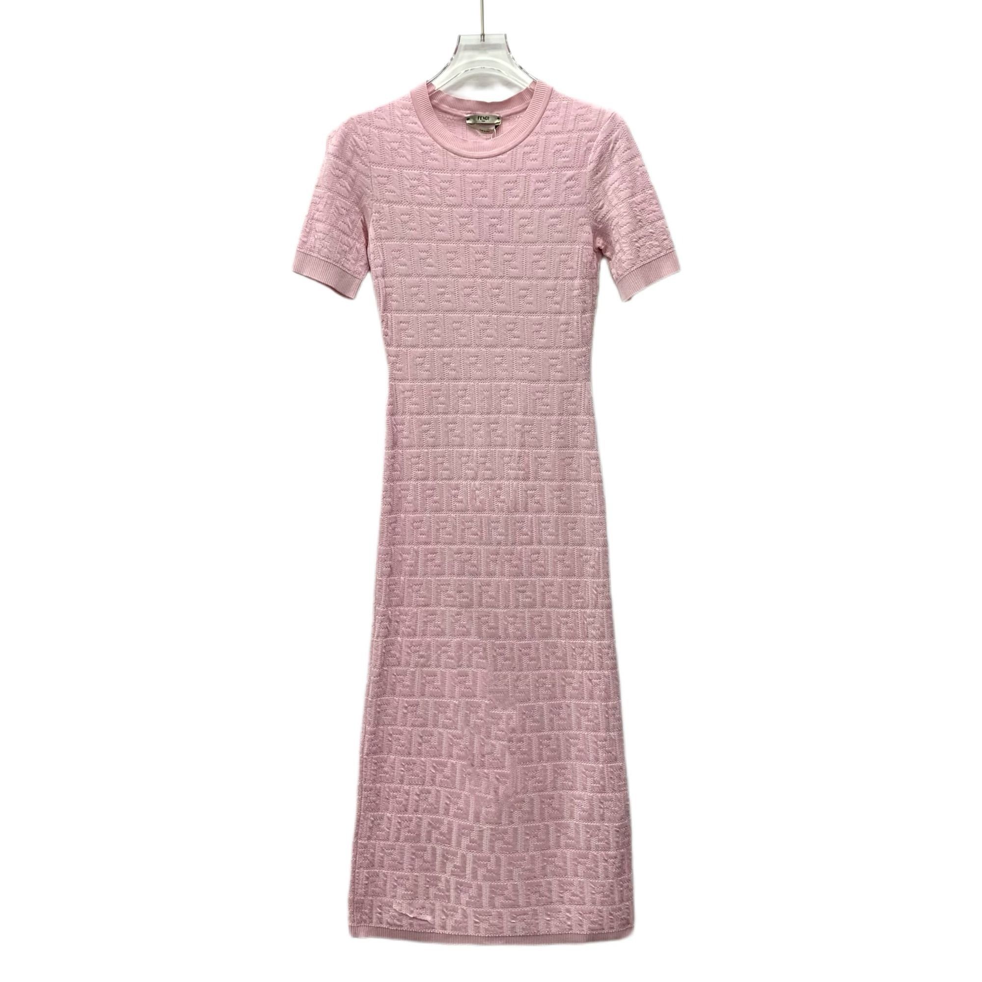 Fendi Fendi Pink Logo Jacquard Cotton Round-Neck Short-Sleeve Knit Size M / US 6-8 / IT 42-44 - 1 Thumbnail