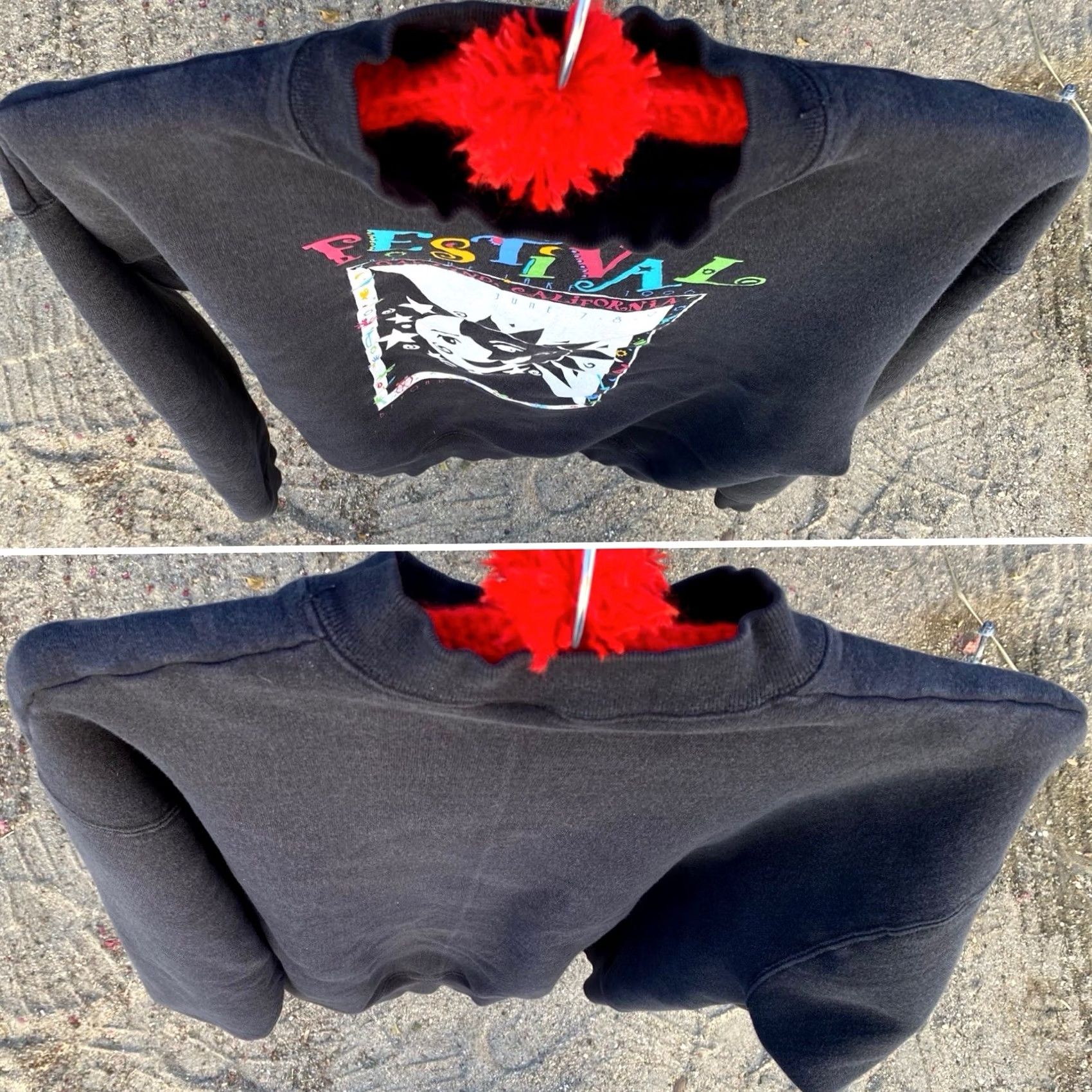 Fruit Of The Loom VINTAGE Festival At The Lake Oakland CA Sweatshirt XL Adult Black 90s Sun Moon Graphic Print USA Fade Mens Size US XL / EU 56 / 4 - 5 Thumbnail