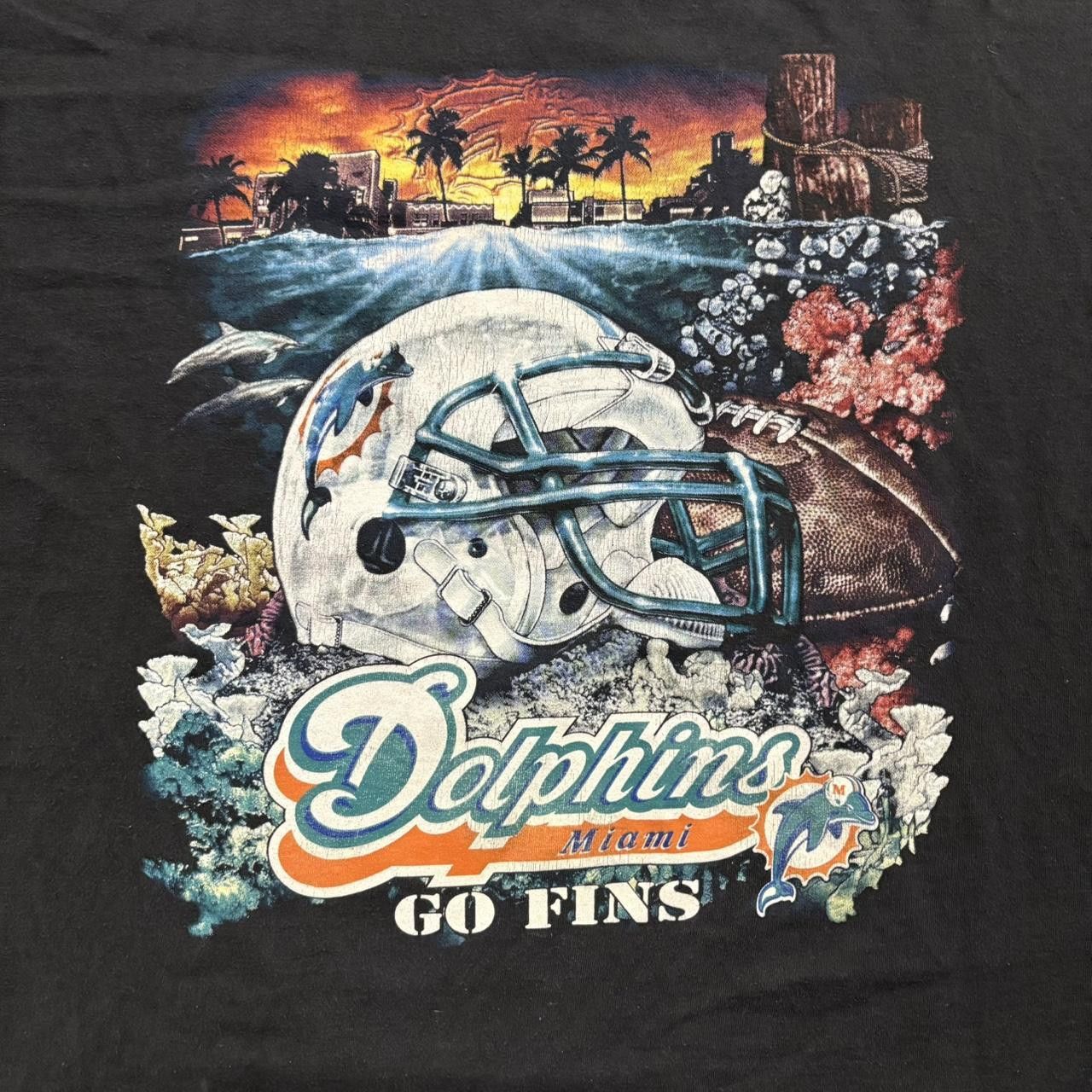 NFL Crazy Vintage Y2K/2000s NFL Miami Dolphins Go Fins Graphic Tee! Size US XXL / EU 58 / 5 - 2 Thumbnail