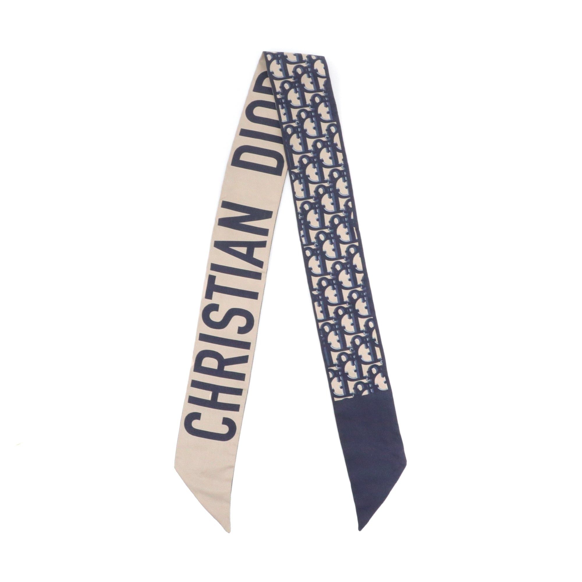 Dior DIOR - Dior Mitzah in navy blue Dior monogram oblique silk Size ONE SIZE - 1 Thumbnail