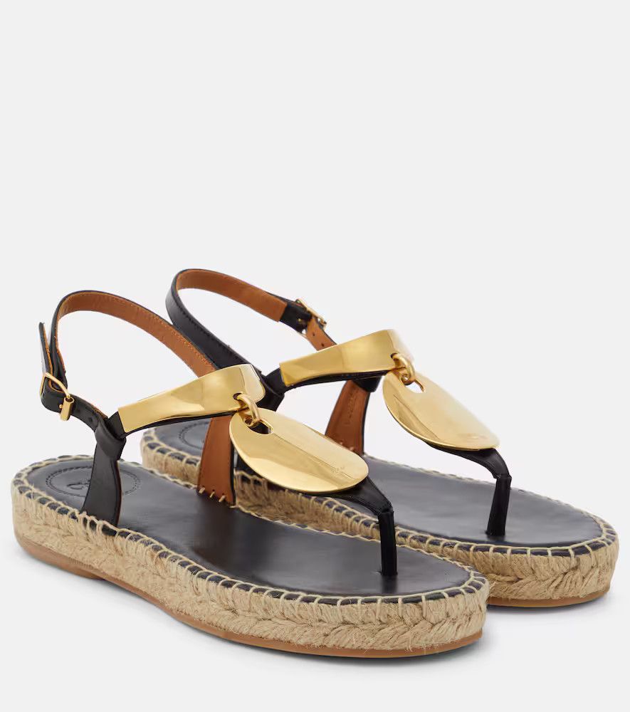 image of Chloe O1Loc1C0424 Pema Flat Espadrillas In Black & Gold in Black/Gold, Women's (Size 10)