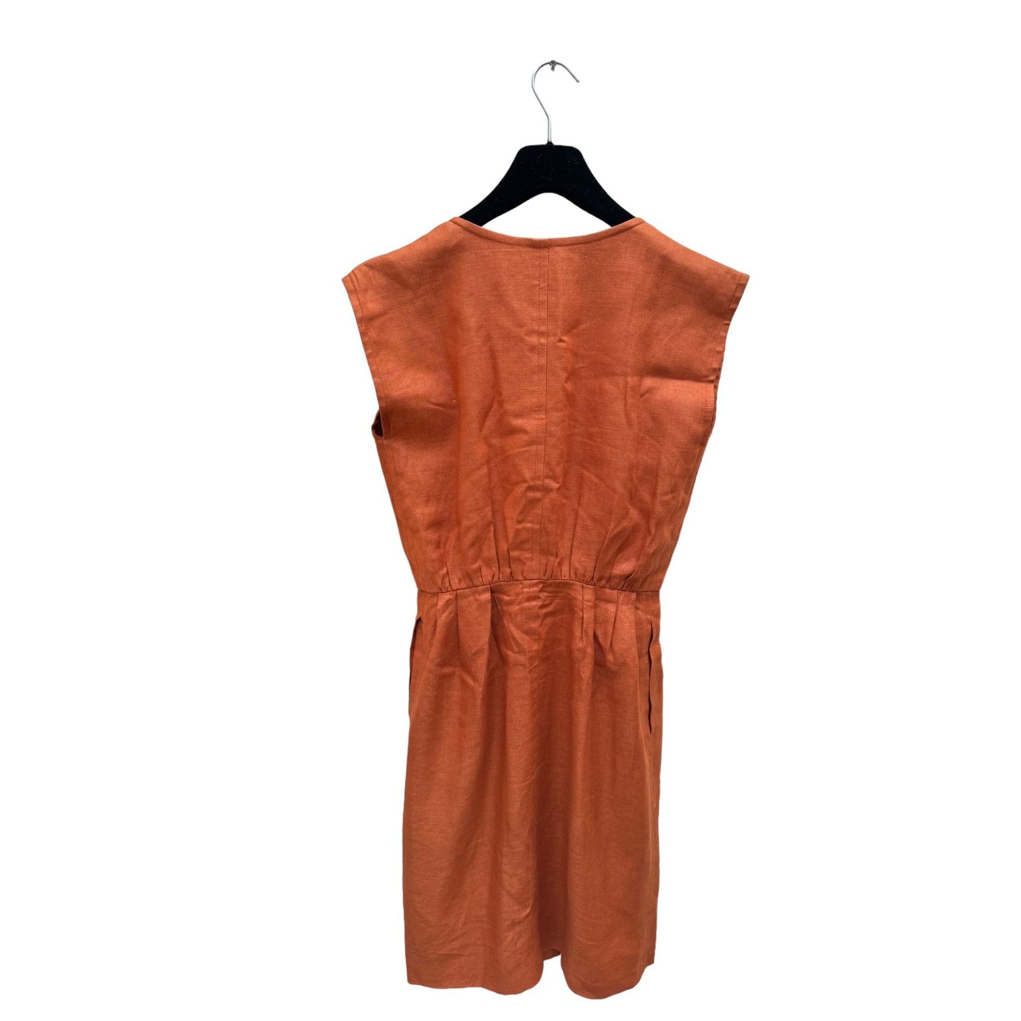 Saint Laurent Paris 1970S Orange Linen Cotton Buttoned Dress Size M / US 6-8 / IT 42-44 - 5 Thumbnail