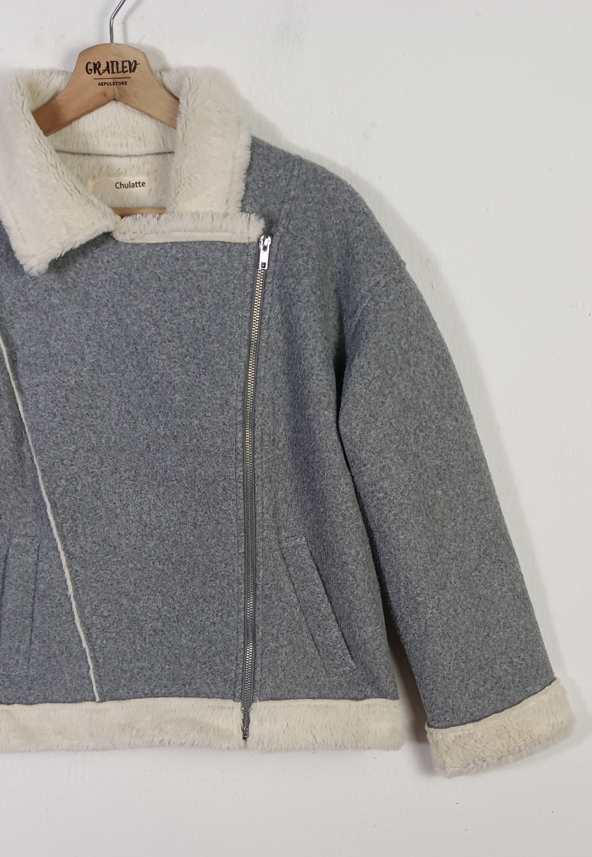 Japanese Brand Vintage🔥 Chulatte Faux Mouton Zip Up Jacket Size M / US 6-8 / IT 42-44 - 5 Thumbnail