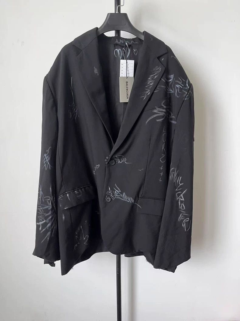 Balenciaga Balenciaga Graffiti Print Single-Breasted Blazer - dmc Size US M / EU 48-50 / 2 - 1 Thumbnail