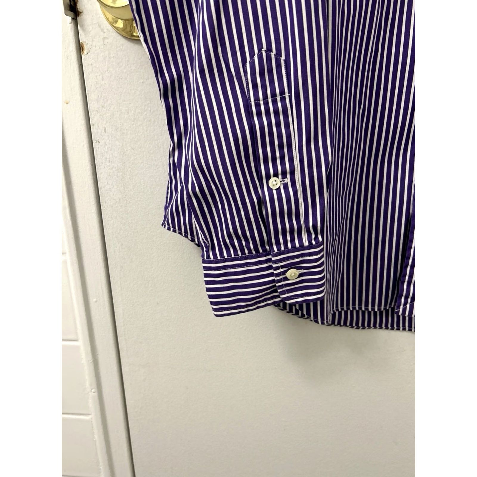 Ralph Lauren VINTAGE Ralph Lauren Shirt Mens L Purple White Striped Oxford Classic Button-Down Size US L / EU 52-54 / 3 - 7 Thumbnail