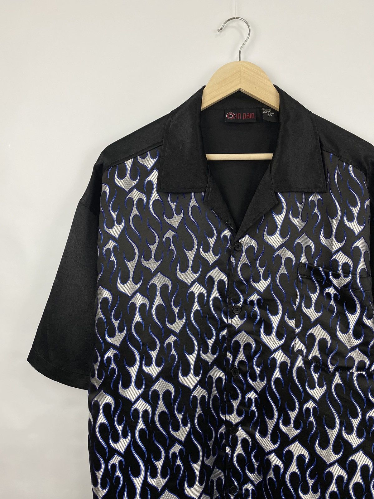 Vintage 🔥 Vintage 90s Blue Fire Shirt Choppers Rare Retro Hype Size US XXL / EU 58 / 5 - 2 Thumbnail