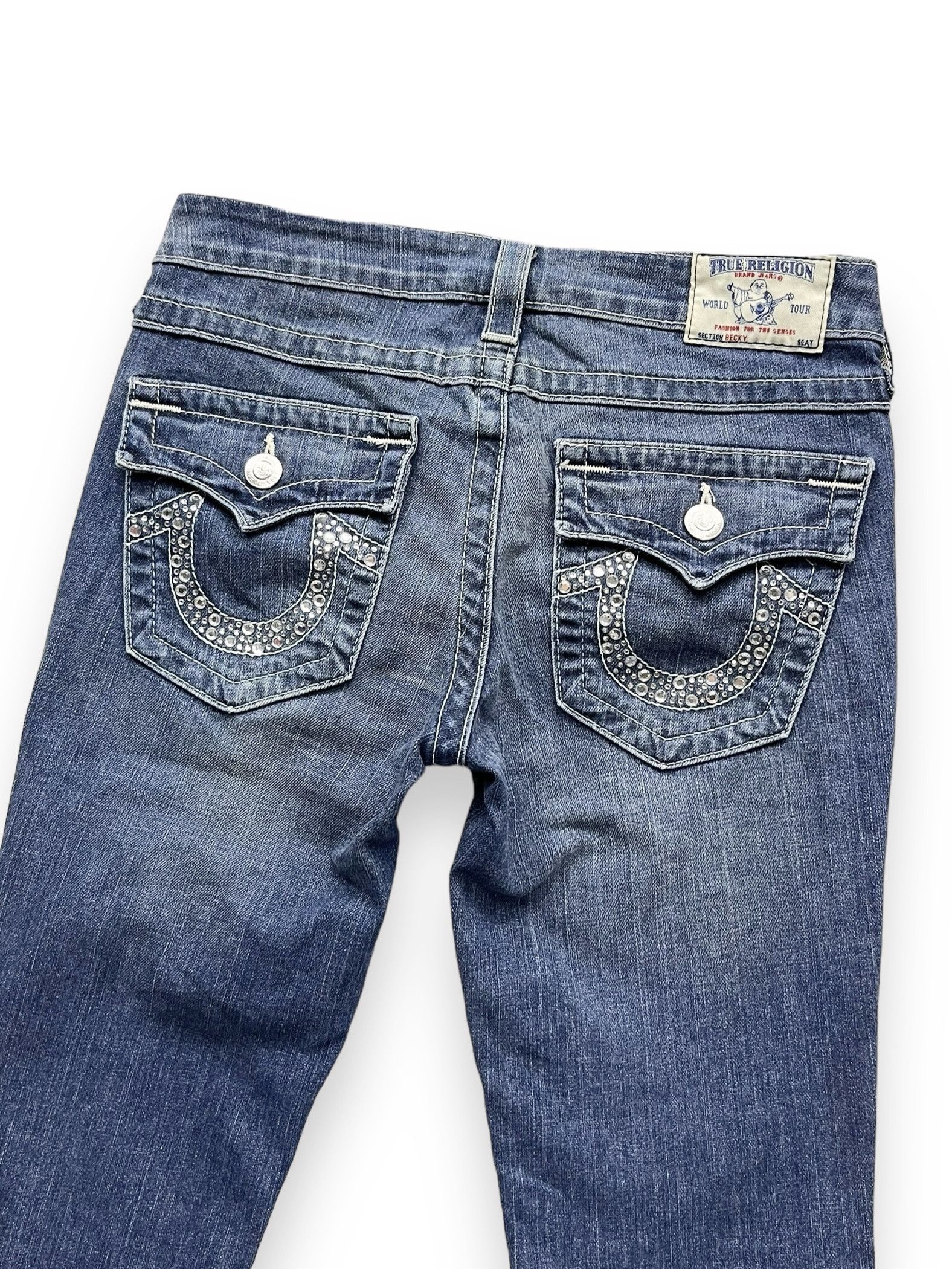 Swarovski × True Religion 🔥VTG TRUE RELIGION BECKY x SWAROVSKI GEMSTONE Stretch FLARE Size 28" / US 6 / IT 42 - 4 Thumbnail
