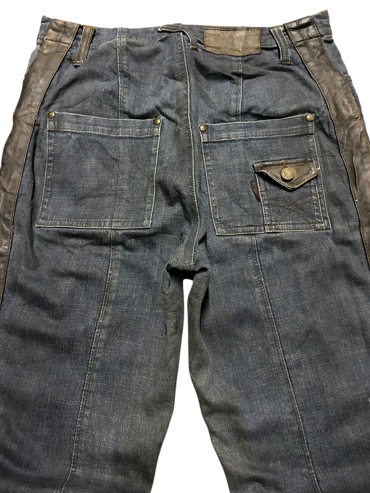 Comme des Garcons Comme Ci Rare 2000s Hybrid Denim Leather Flared Jeans Size US 28 / EU 44 - 4 Thumbnail