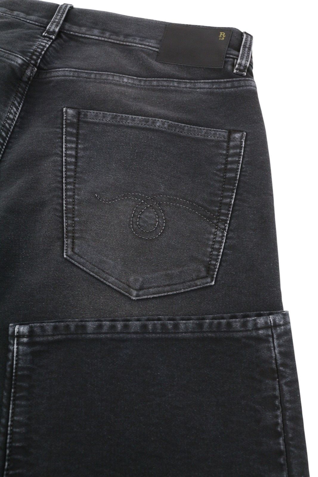 R13 X-BF 29 Black Garment Dyed Moleskin Faded Ankle FW25 86628 Size 29" - 5 Thumbnail