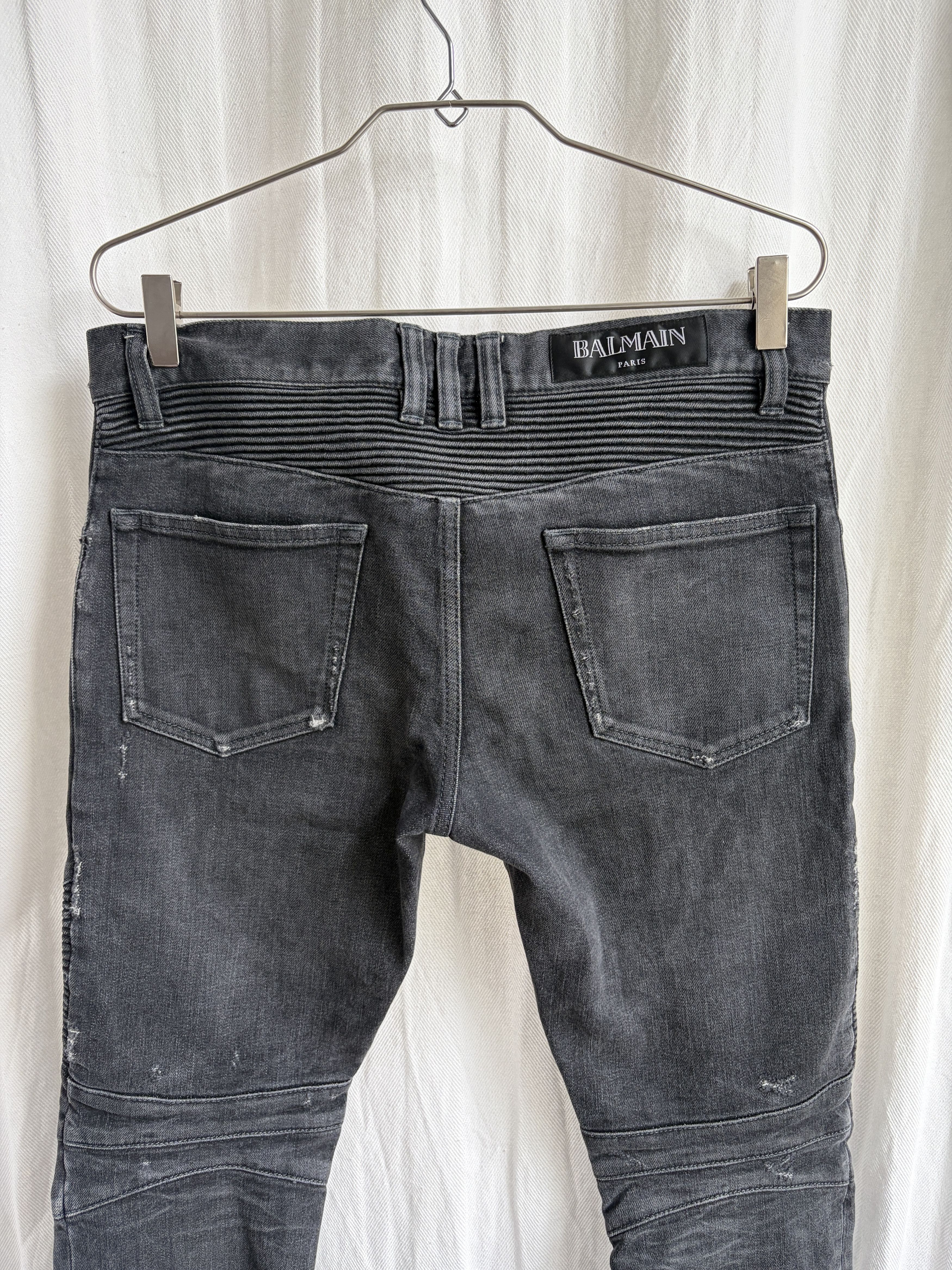 Balmain Distressed Black Biker Denim Pants Size US 29 - 8 Thumbnail