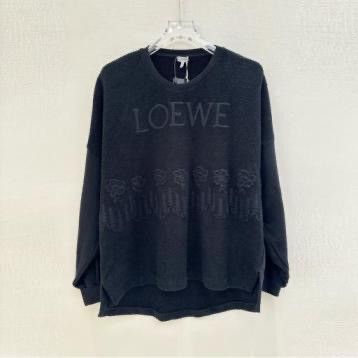 Loewe Loewe black cotton round-neck long-sleeve hoodie Size M / US 6-8 / IT 42-44 - 1 Thumbnail