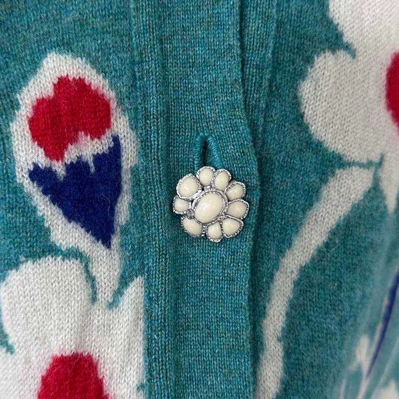 Chanel Chanel Floral Pattern Cashmere Cardigan -2505 Size L / US 10 / IT 46 - 4 Thumbnail