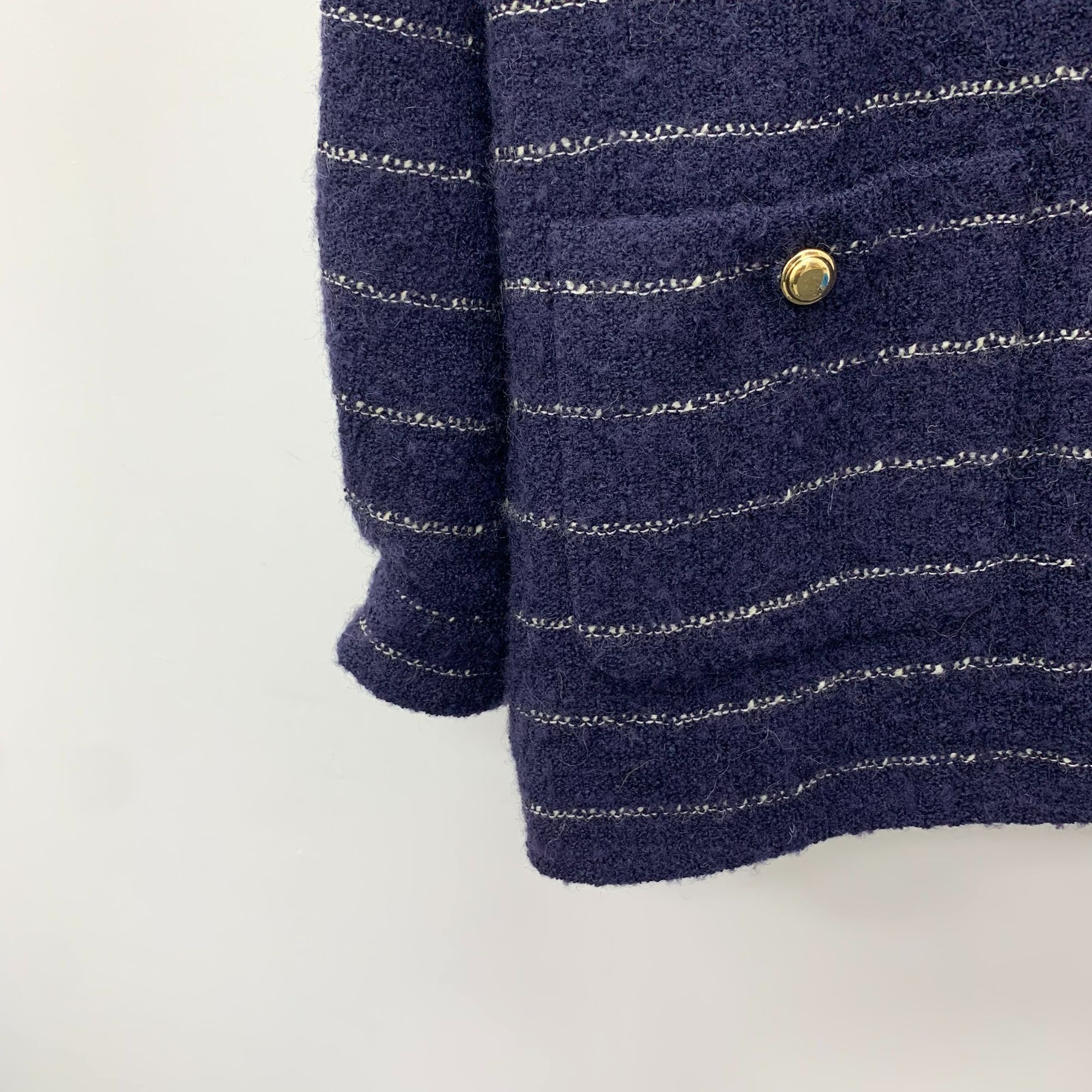 Miu Miu Miu Miu Deep Blue Striped Wool Blend Long-Sleeved Jacket Coa Size XS / US 0-2 / IT 36-38 - 7 Thumbnail