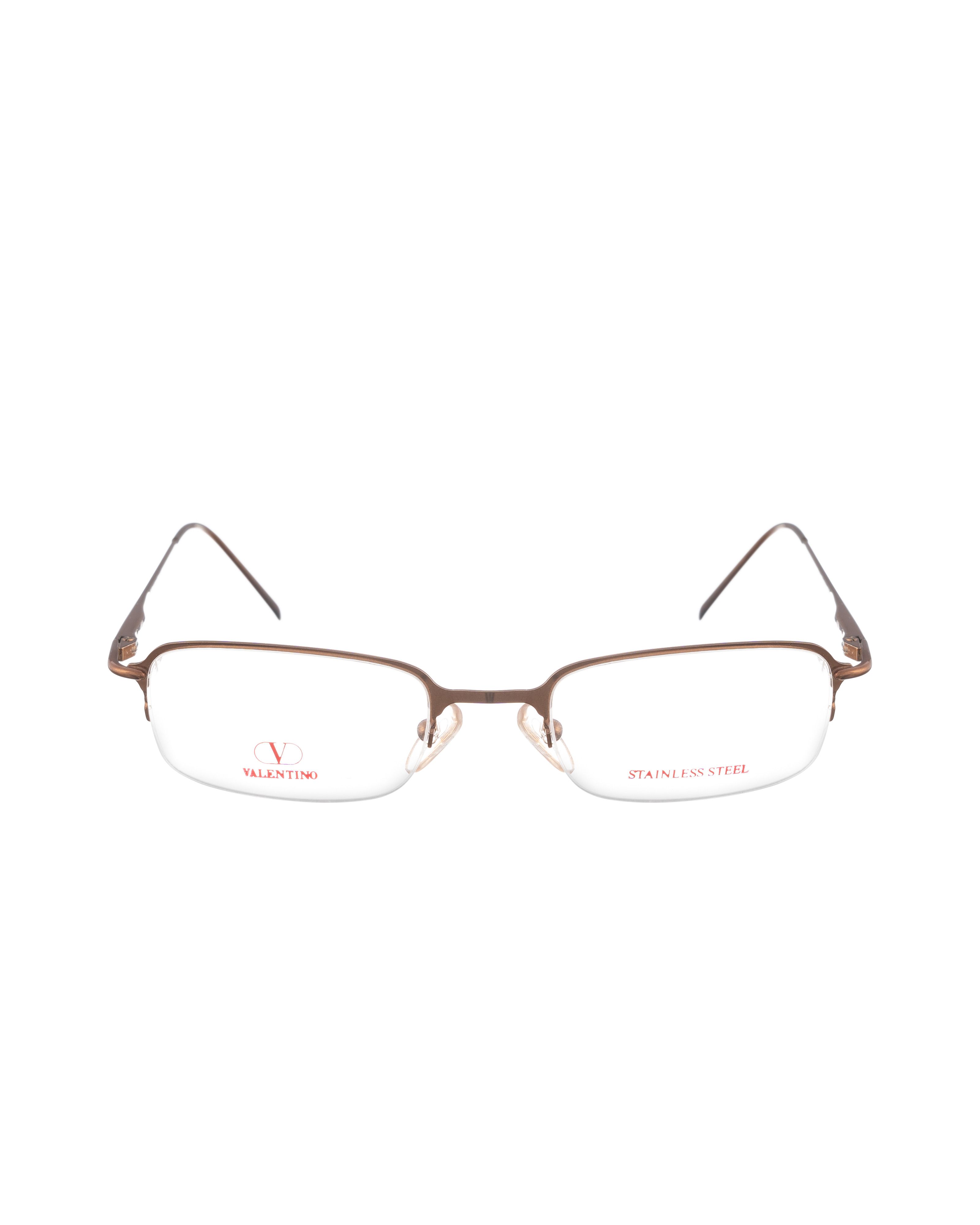 Valentino Valentino '90s Gold Rectangular Half-Rim Glasses Size ONE SIZE - 3 Thumbnail