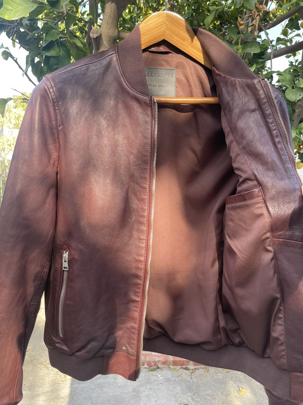Allsaints Allsaints Mason Leather Bomber Jacket XS Oxblood Size US XS / EU 42 / 0 - 9 Thumbnail