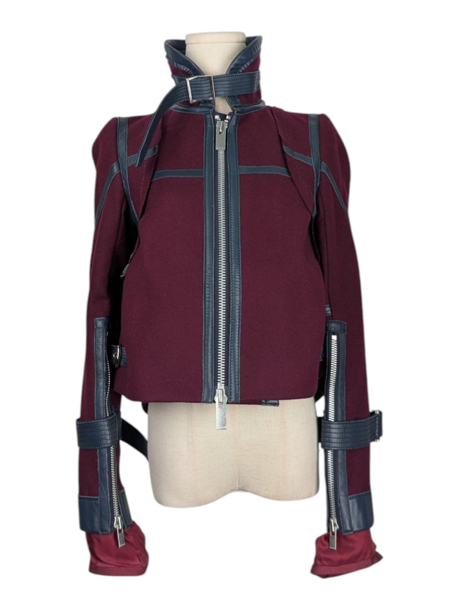 Sacai Sacai Red Melton Wool Blouson Jacket Size US S / EU 44-46 / 1 - 3 Thumbnail