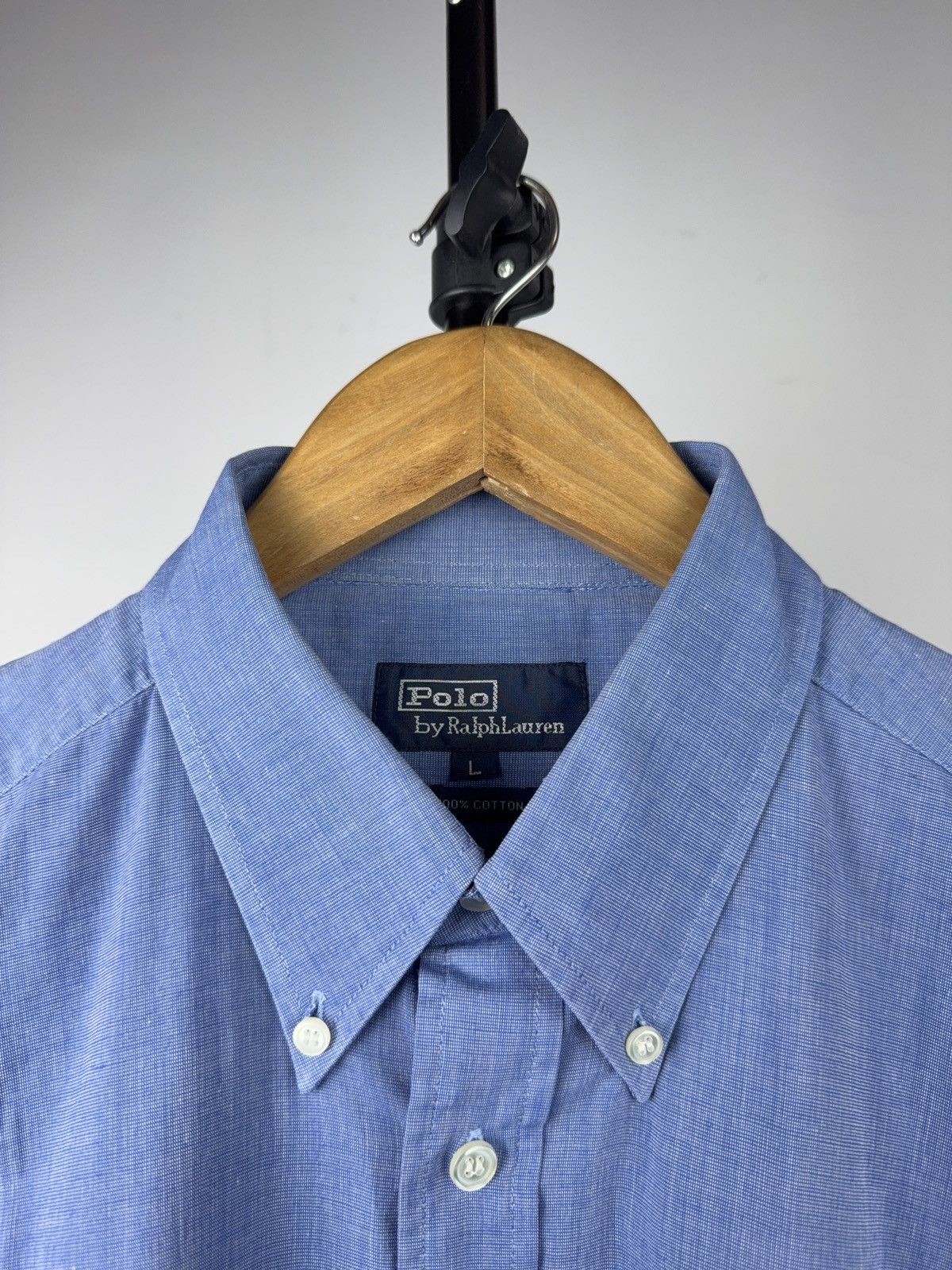 Polo Ralph Lauren 90s Vintage Polo Ralph Lauren Button Short Down Shirt Blue Size US L / EU 52-54 / 3 - 2 Thumbnail