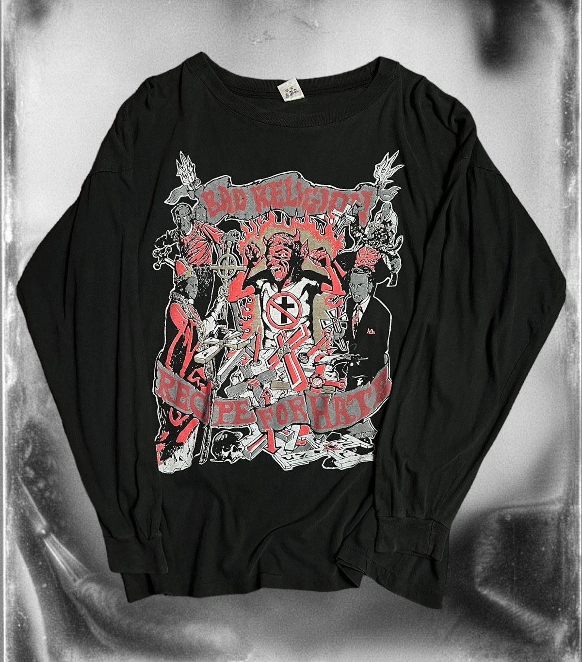 image of Band Tees x Rock T Shirt Vintage 90’S Bad Religion “Recipe For Hate” Long Sleeve T in Black (Size X