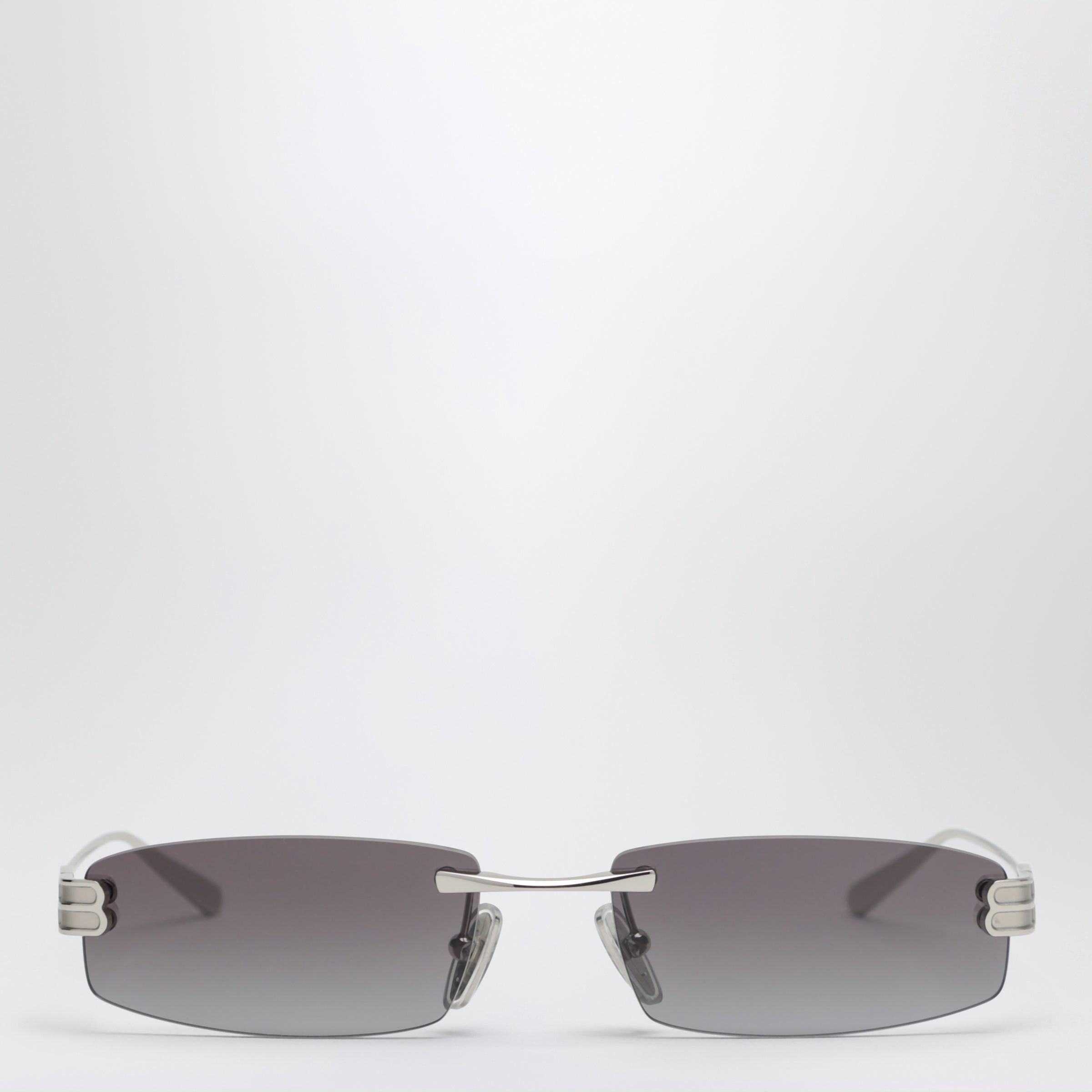 Balenciaga Balenciaga Gossip Rectangular Silver/Gradient Grey Sunglasses Size ONE SIZE - 1 Thumbnail