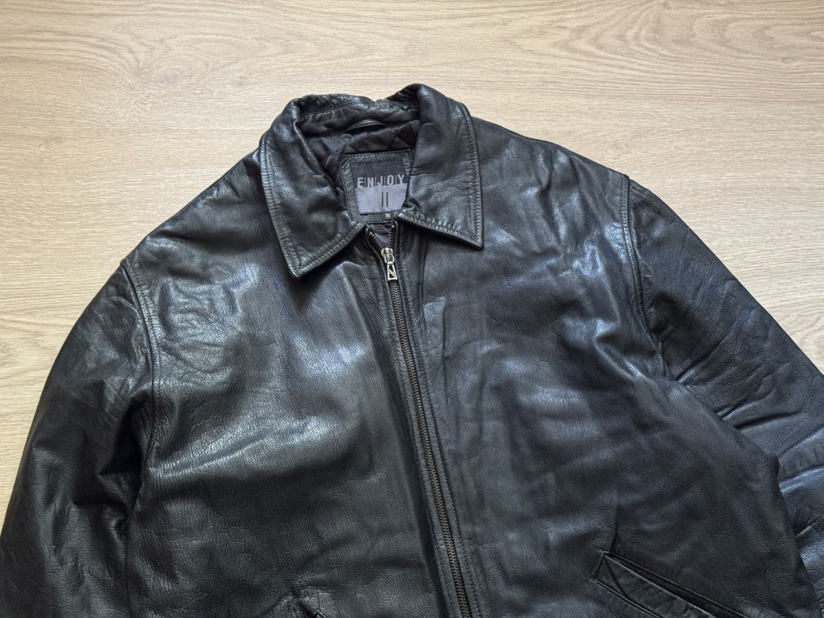 Genuine Leather Vintage 00’s Enjoy y2k Genuine Leather Moto Racing Jacket Size US M / EU 48-50 / 2 - 2 Thumbnail