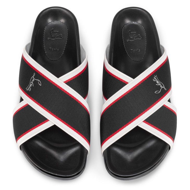 Christian Louboutin o1bcso1str1024 Hot Cross Flat in Black Size US 12 / EU 45 - 3 Thumbnail