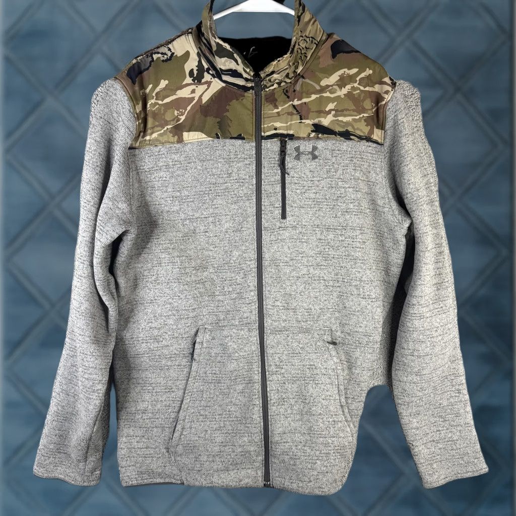 Under Armour Under Armour Jacket Mens XL Gray Camouflage Yoke Fleece Full Zip Pockets Size US XL / EU 56 / 4 - 1 Thumbnail