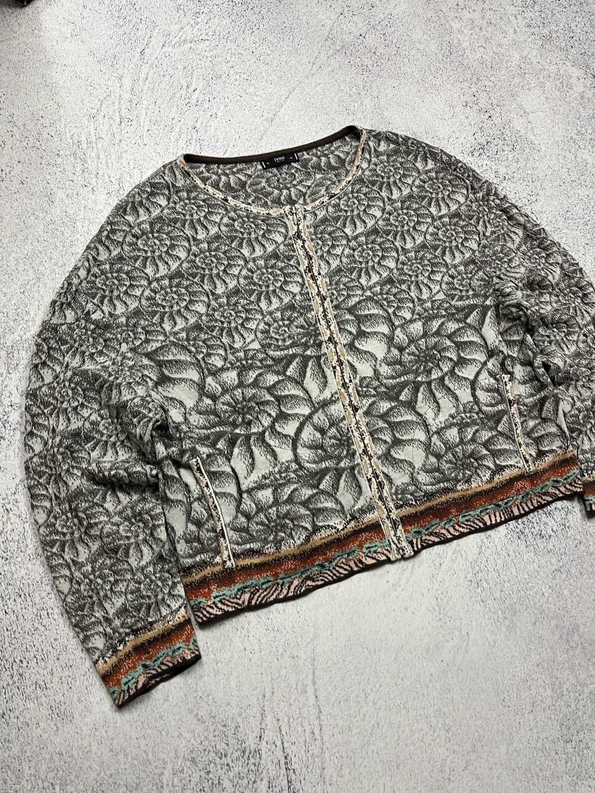 Vintage Ivko Woman Jacquard Cardigan Sea Shell Pattern Size XL Size XL / US 12-14 / IT 48-50 - 2 Thumbnail