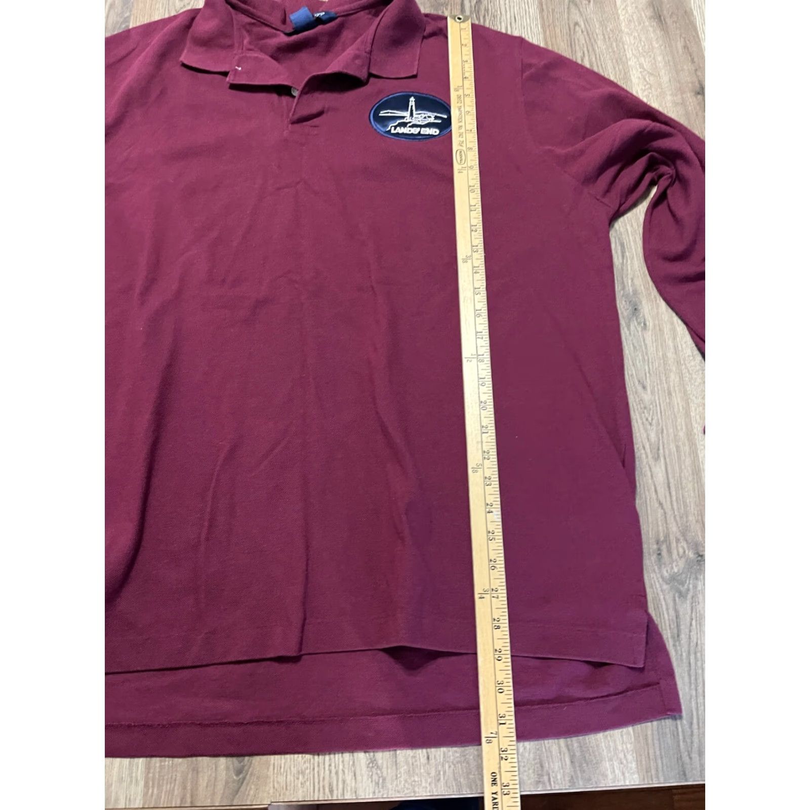 Lands' End Lands' End Shirt Mens 2XL Polo Long Sleeve Maroon Logo Size US XXL / EU 58 / 5 - 6 Thumbnail