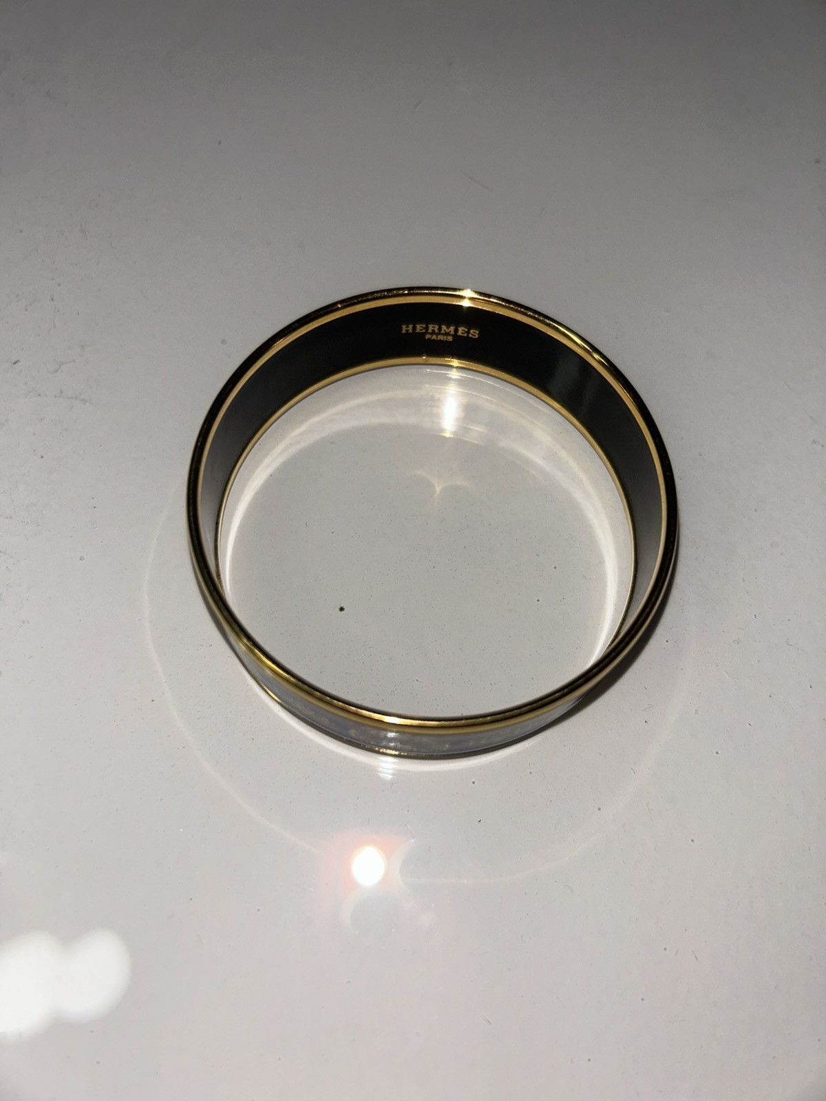 Hermes Hermes Emaille Blue Enamel Gold Plated Bangle Bracelet w Box Size ONE SIZE - 4 Thumbnail