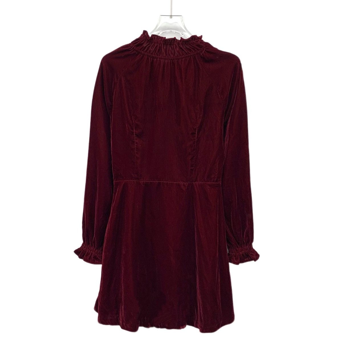 Maje Maje Deep Red Lace Trim Crew Neck Long Sleeve Dress K26WX Size S / US 4 / IT 40 - 2 Thumbnail