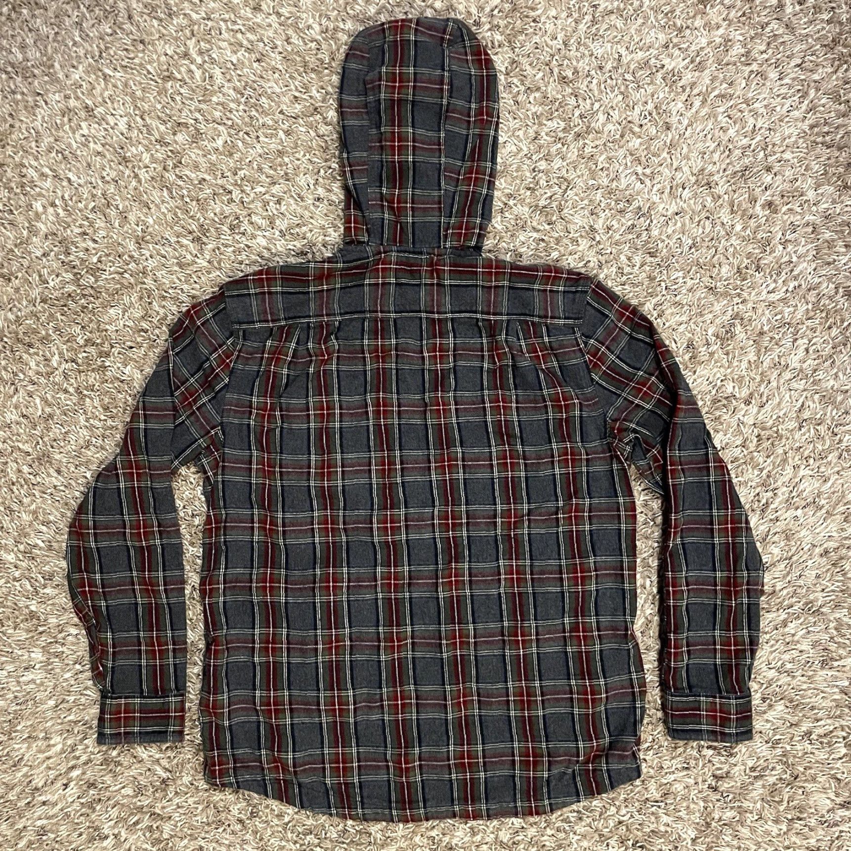 Vintage LL Bean Hooded Flannel Shirt Mens M Gray Plaid Snap Down Slightly Fitted Hoodie Sweatshirt Button-Up Crew Neck Pockets Logo Size US M / EU 48-50 / 2 - 2 Thumbnail