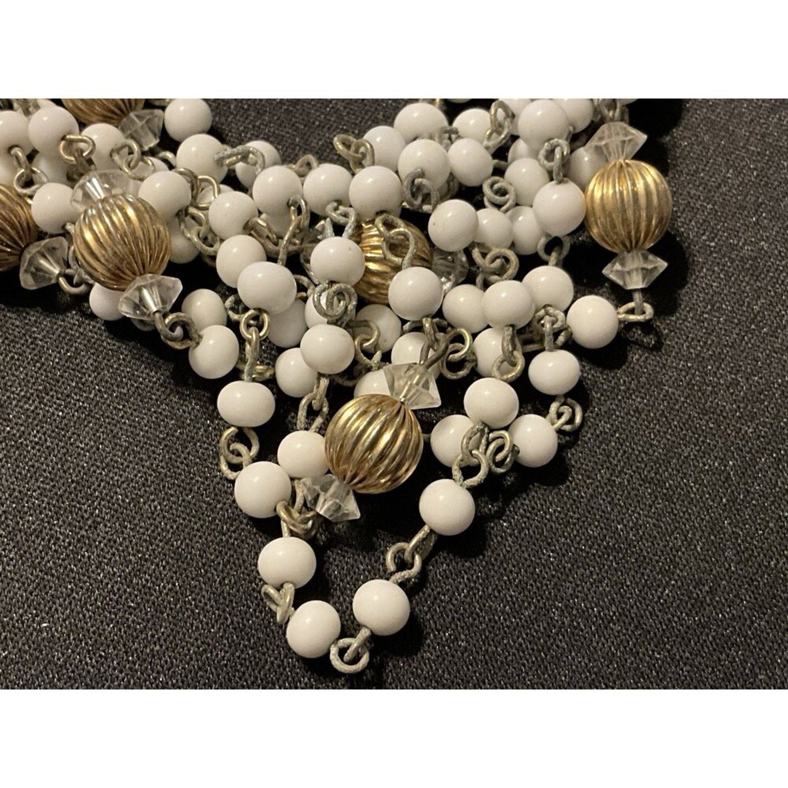 Other Lisner Signed Gold Tone 8 Strand White & Gold Beads Size 6.5 Size ONE SIZE - 4 Thumbnail