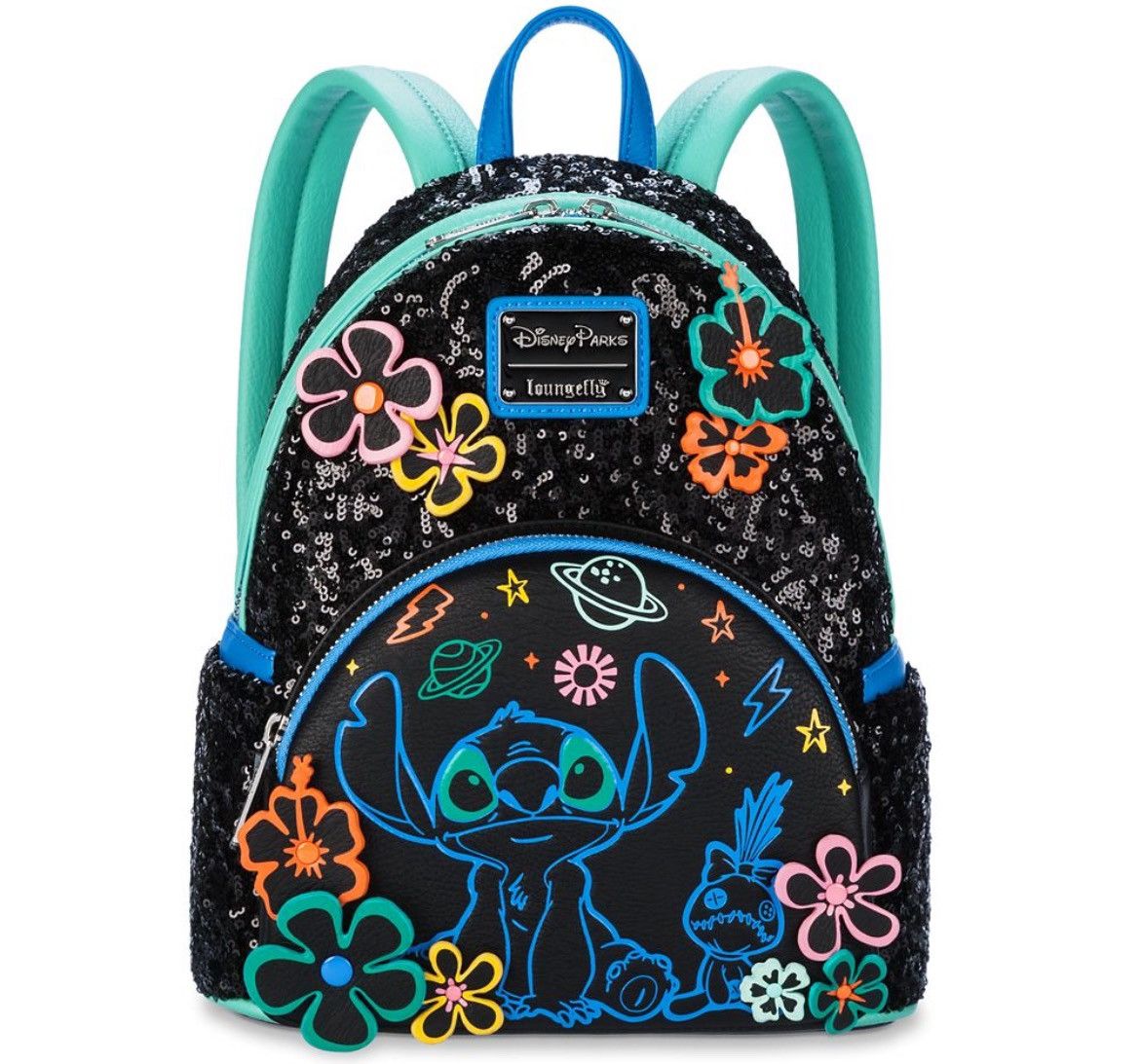 Disney Loungefly Mini Backpack Stitch 626 Day - Black Sequin