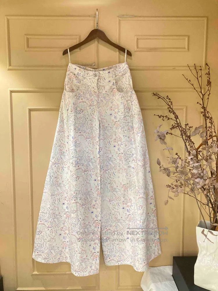 Chanel Chanel Little fish graffiti wide-leg trousers Size 24" / US 00 / IT 34 - 1 Thumbnail