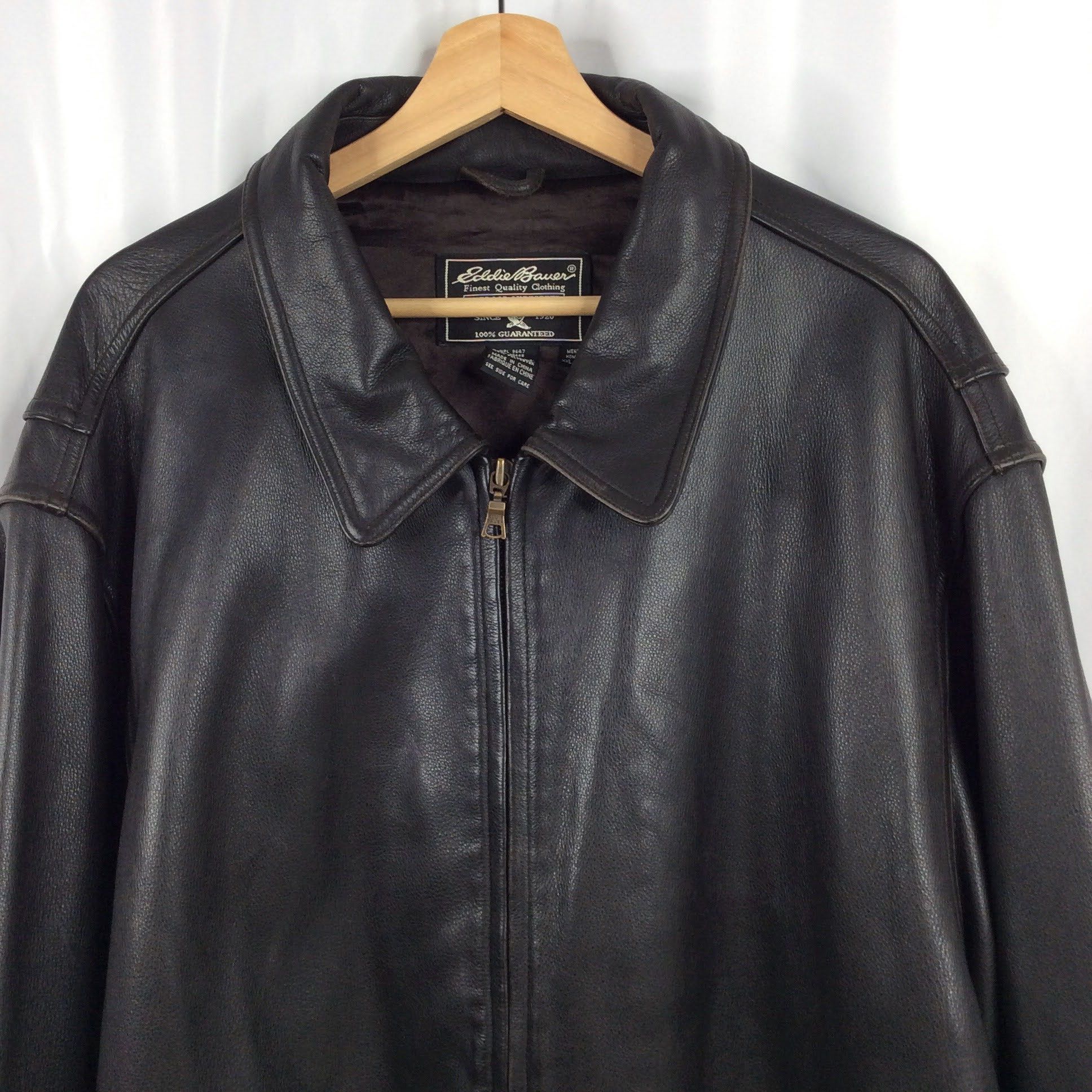Eddie Bauer Eddie Bauer Genuine Leather Bomber Jacket Full Zip Car Coat Size US XXL / EU 58 / 5 - 3 Thumbnail
