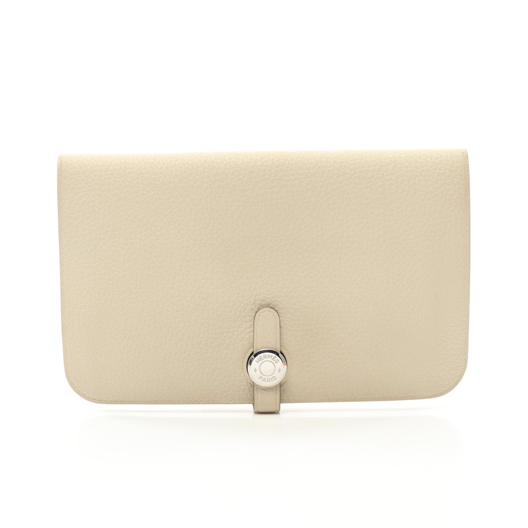 Hermes Hermes Dogon Duo Gm Kure Bi-Fold Long Wallet Clemence Leather Ivory Silver Hardware A Stamp Size ONE SIZE - 1 Thumbnail