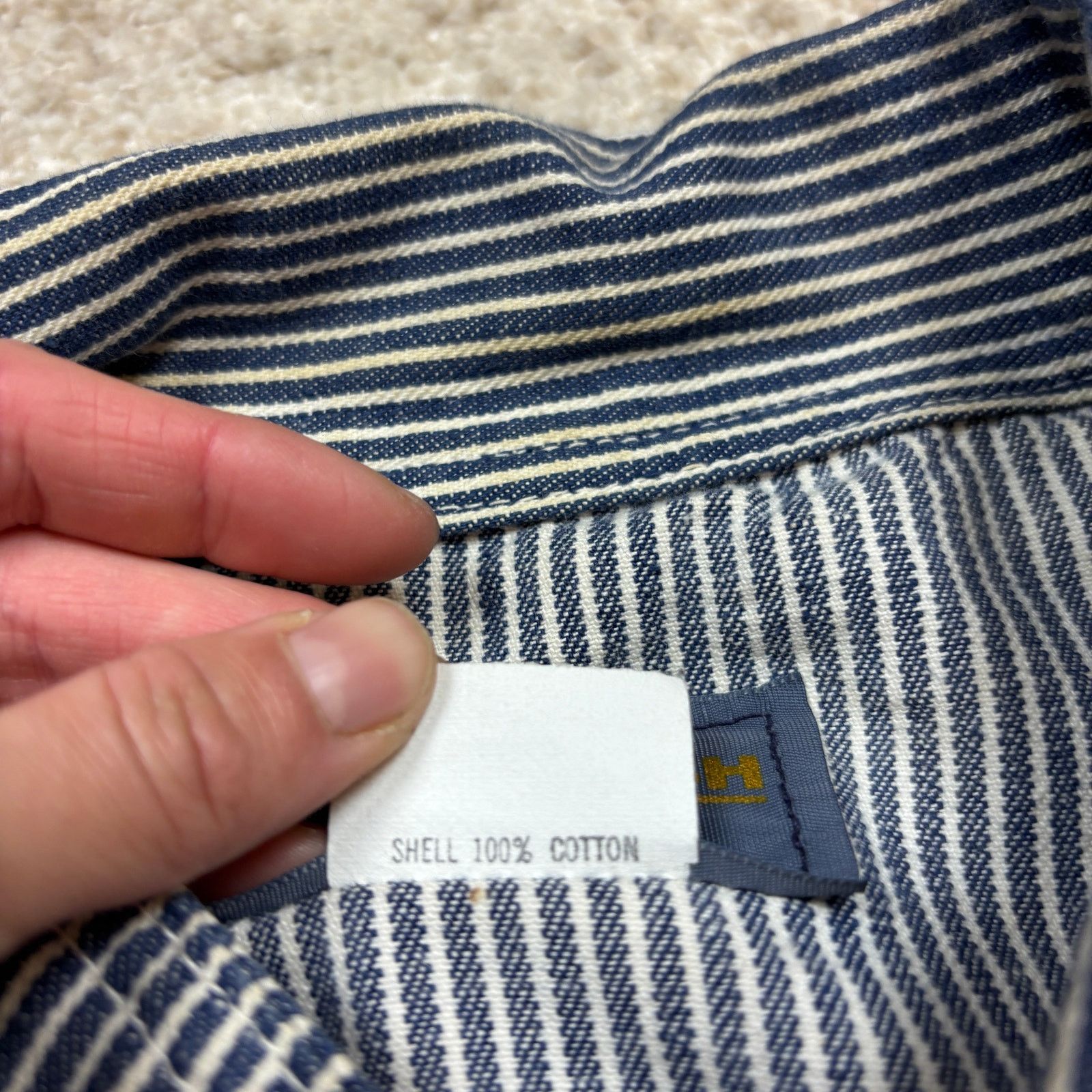 Oshkosh × Vintage Vintage 80s Osh Kosh B'gosh Hickory Stripe Jacket Men's 48 Size US XL / EU 56 / 4 - 6 Thumbnail