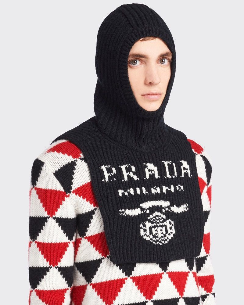 Prada Prada Logo Intarsia Knit Balaclava Size ONE SIZE - 1 Thumbnail