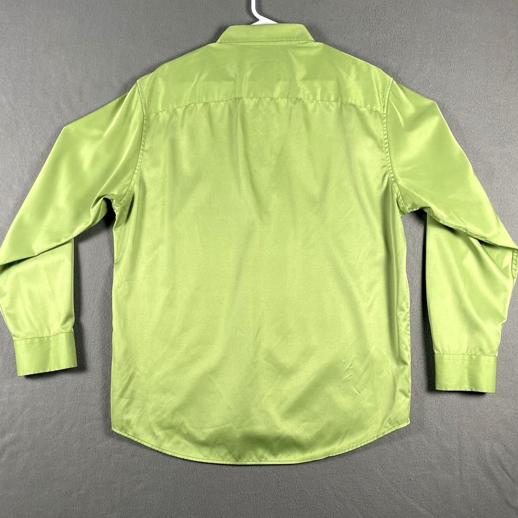 Vintage Flex Mens Luxury Collection Shirt L Green Dress Lime Designed Italy Size 42R - 3 Thumbnail