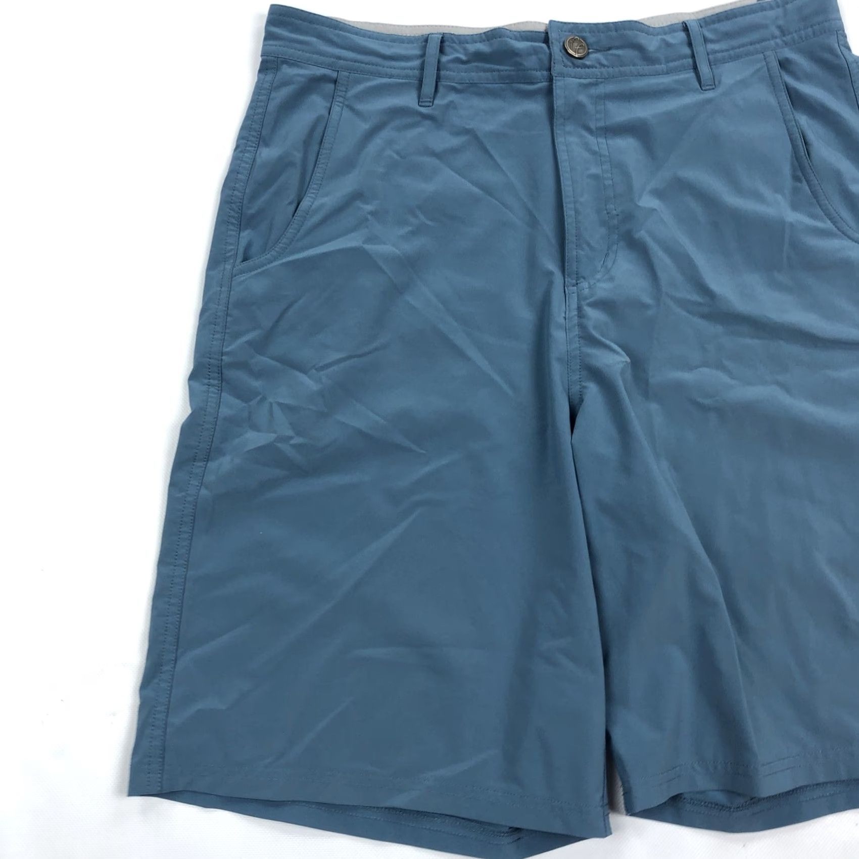 Vintage Free Fly Men's 32 Teal Blue Breeze Performance Chino Shorts Stretch Quick Dry Breathable Pockets Flat Front Zipper Button N/A Size 32 Size US 32 / EU 48 - 2 Thumbnail
