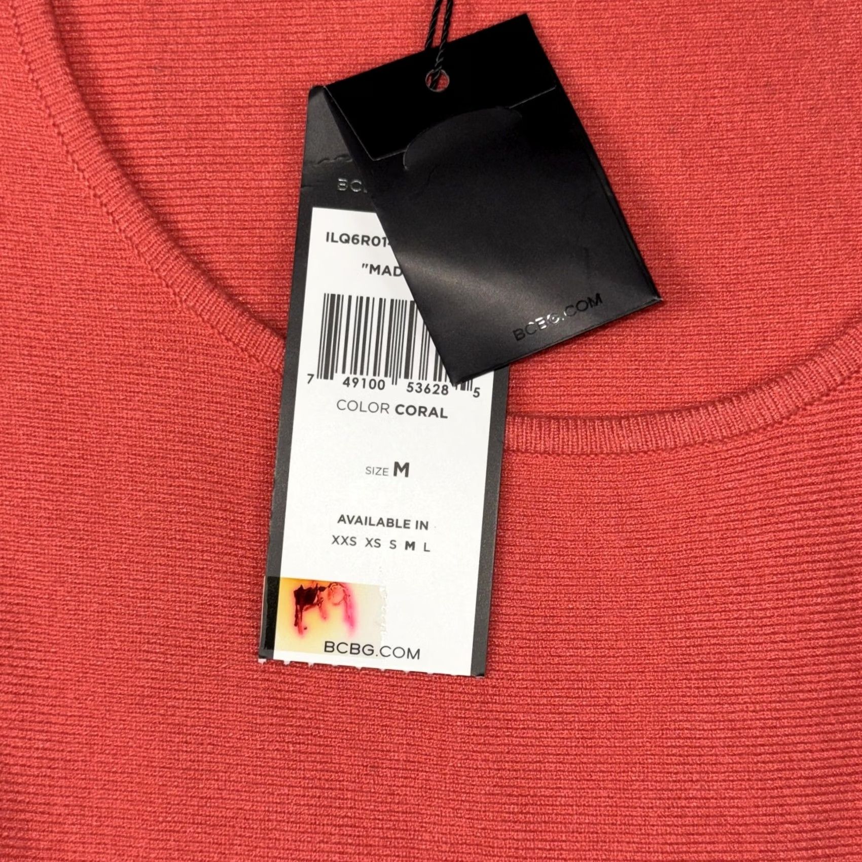 Bcbgmaxazria BCBGMAXAZRIA Dress Womens Medium Coral Pink Knit Fit & Flare Scoop Neck Short Sleeve Pullover Dress Casual Spring Summer Size M / US 6-8 / IT 42-44 - 5 Thumbnail
