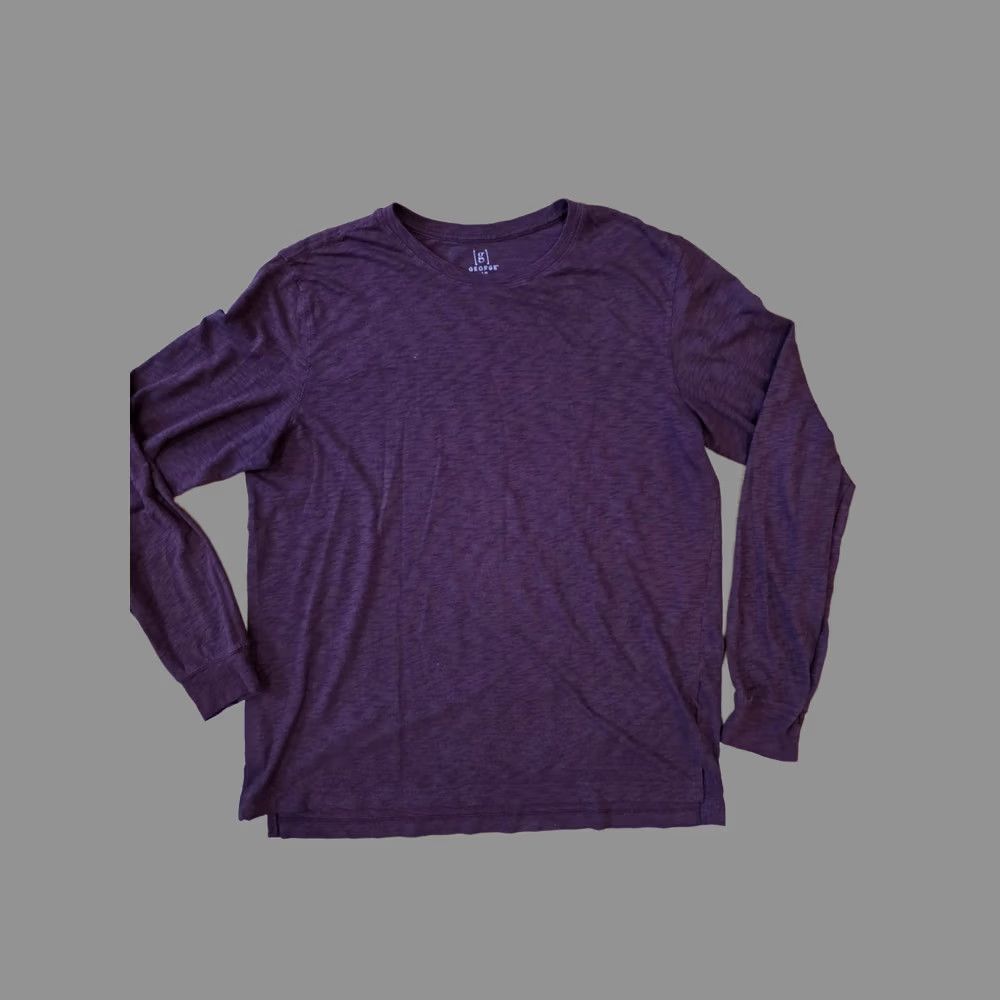 George George Mens Long Sleeve Crew Neck Burgundy L 42-44 Red Pullover Sweater Mens Size US L / EU 52-54 / 3 - 1 Thumbnail