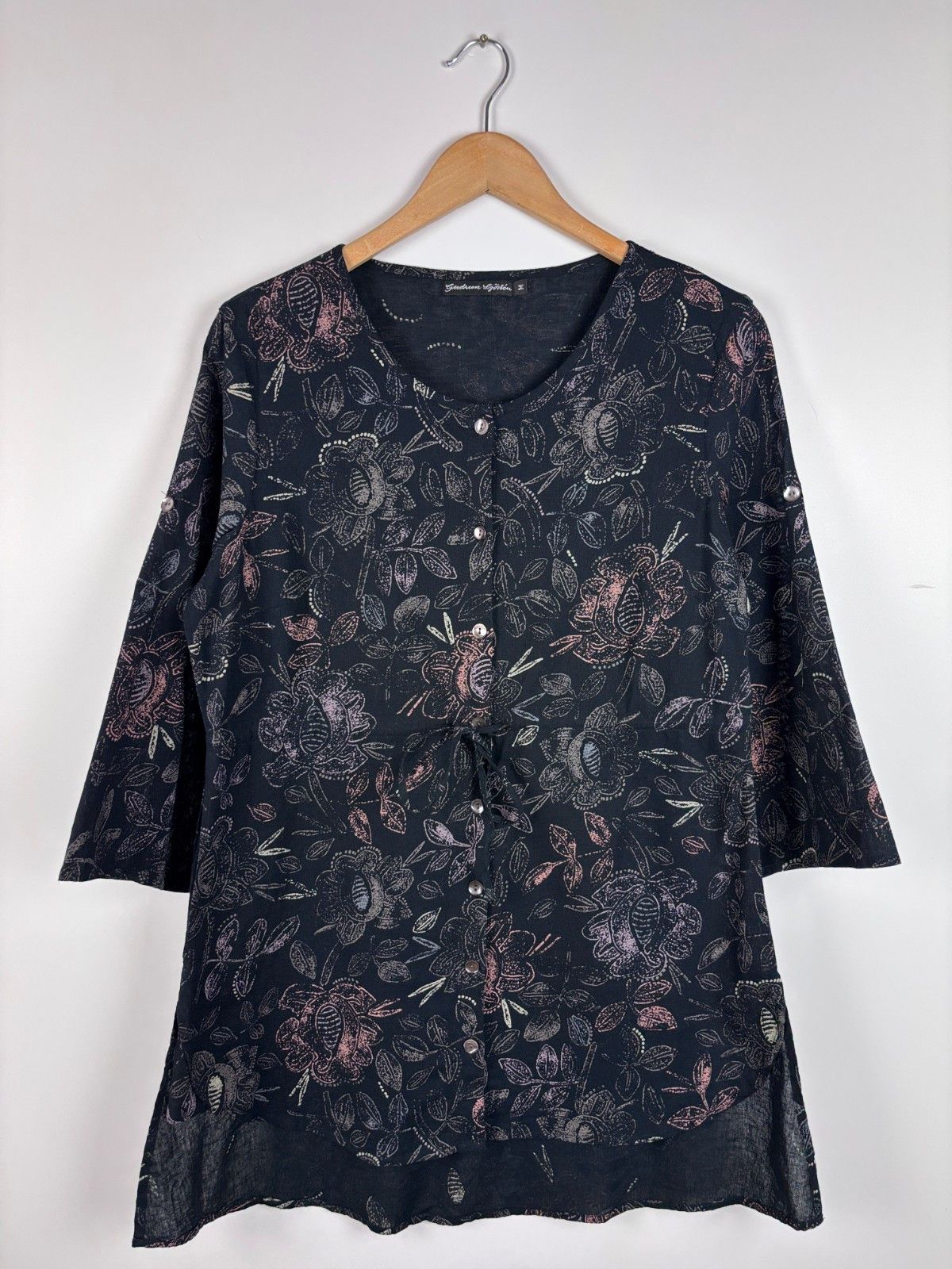 Gudrun Sjoden Gudrun Sjoden Floral Cotton Linen Black Dress Tunic Size M Size M / US 6-8 / IT 42-44 - 1 Thumbnail