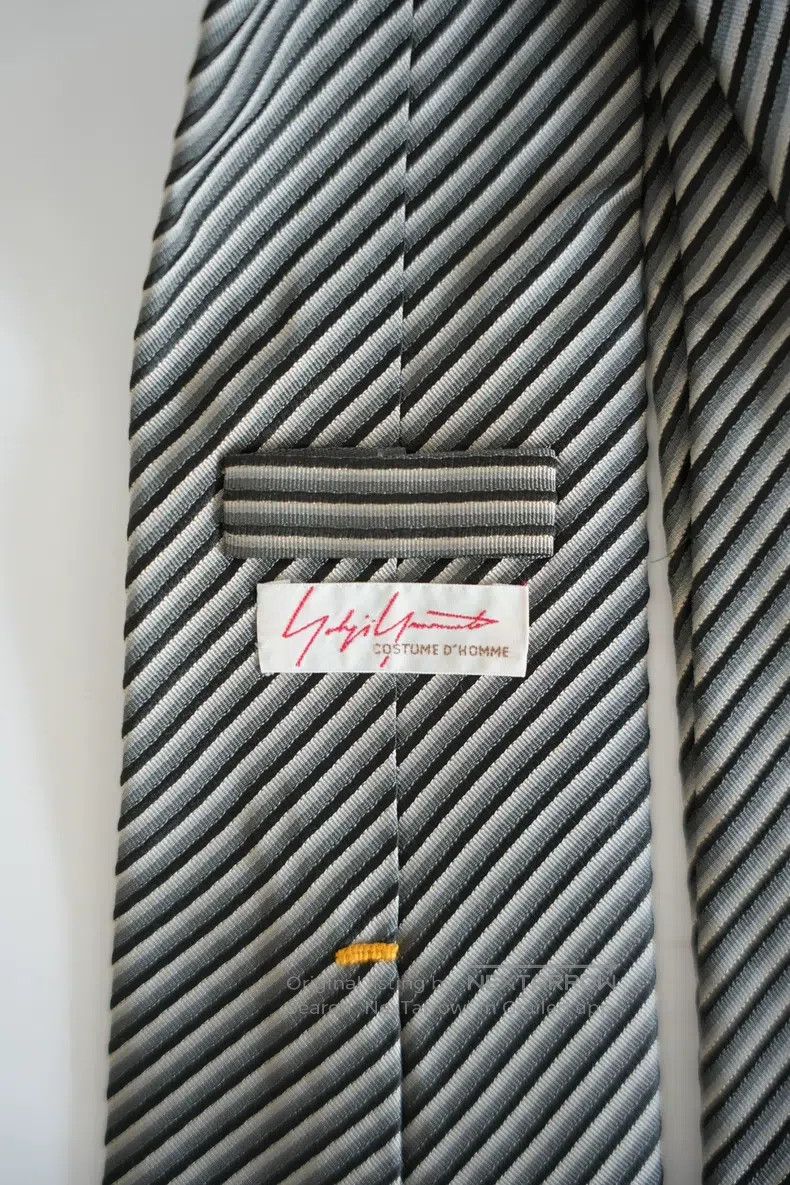 Yohji Yamamoto Yohji Yamamoto Black, white, and gray diagonal striped sil Size ONE SIZE - 2 Thumbnail