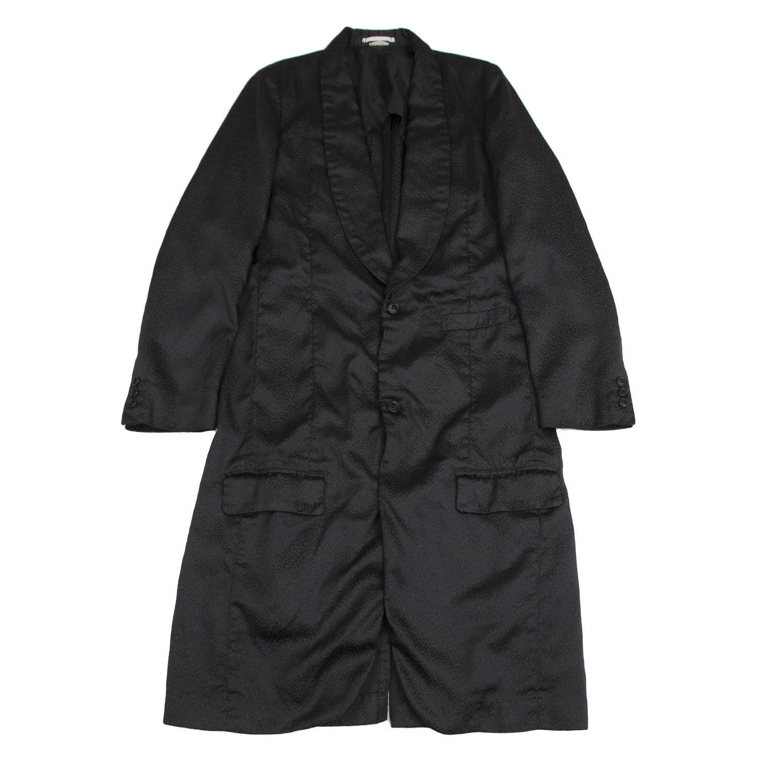 Comme des Garcons Homme Plus Jacquard Shawl Collar Long Jacket in Black Size S Size US S / EU 44-46 / 1 - 1 Thumbnail