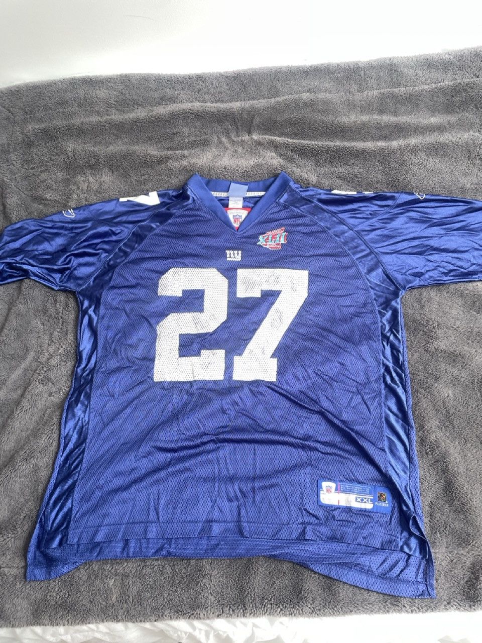 NFL × Reebok Blue Reebok NY Giants XLII Jersey 'JACOBS 27' Size US XXL / EU 58 / 5 - 1 Thumbnail