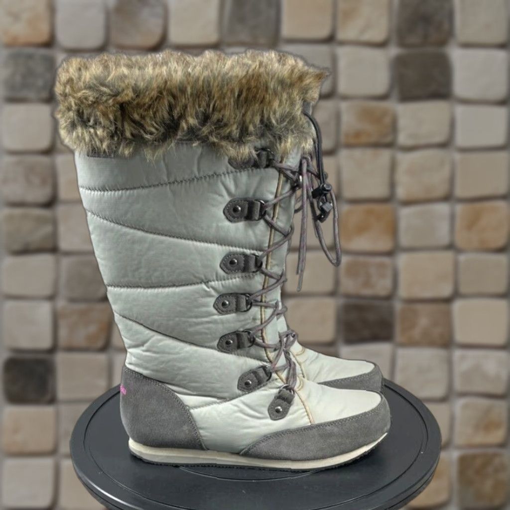 VINTAGE Bean Snow Boots Women's Size M Gray Insulated Mid