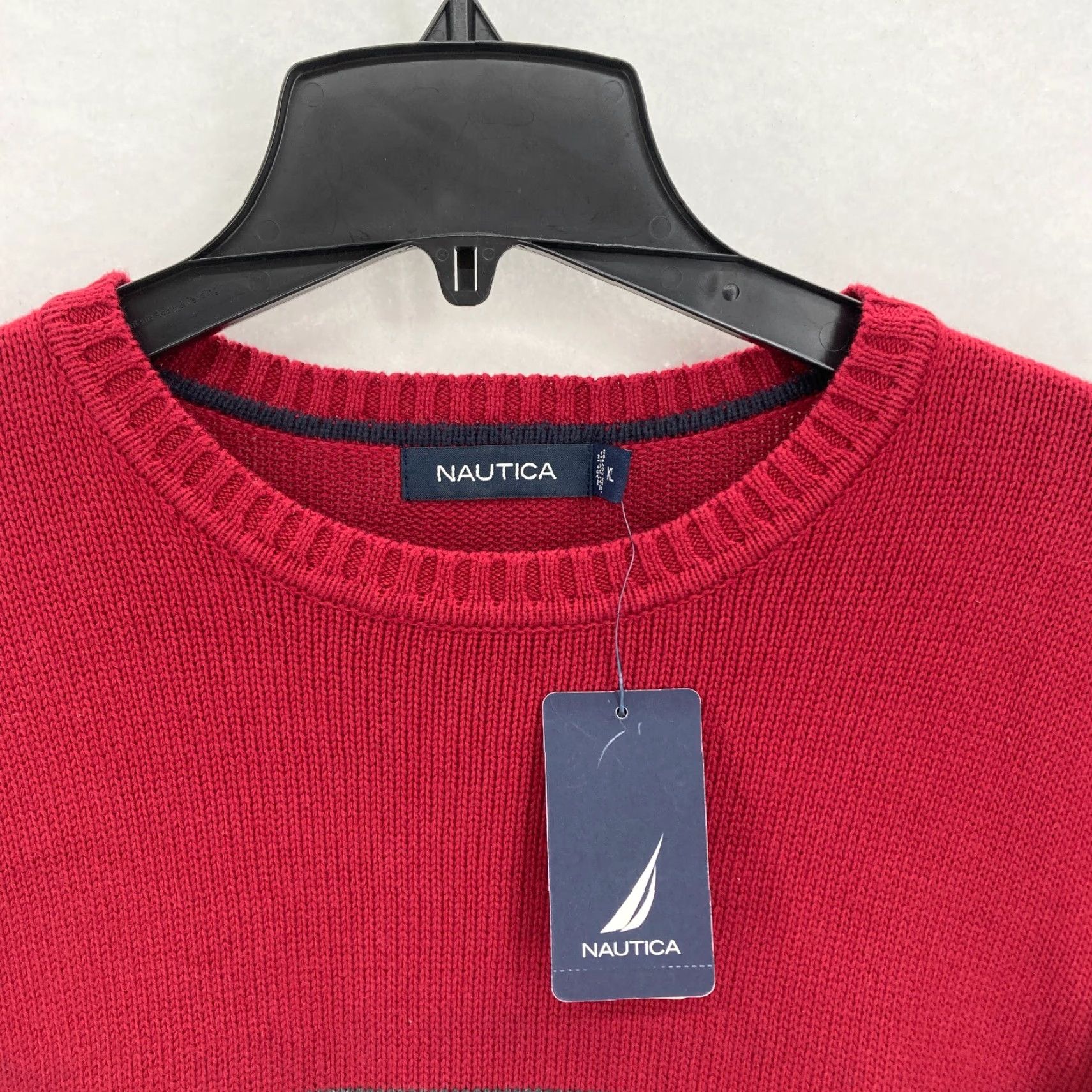 Nautica Nautica Crew Neck Sweater Mens XL Red Gray Striped Heavyweight Casual Coastal Size US XL / EU 56 / 4 - 3 Thumbnail